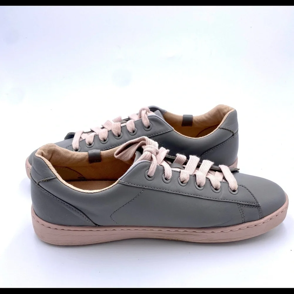 Vionic Mable Leather‎ Lace Up Sneakers Grey Pink sz 9